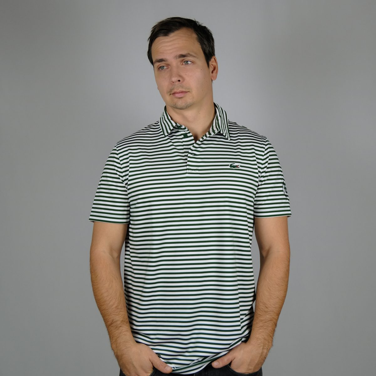 dh7418 00 grön/vit randig piké